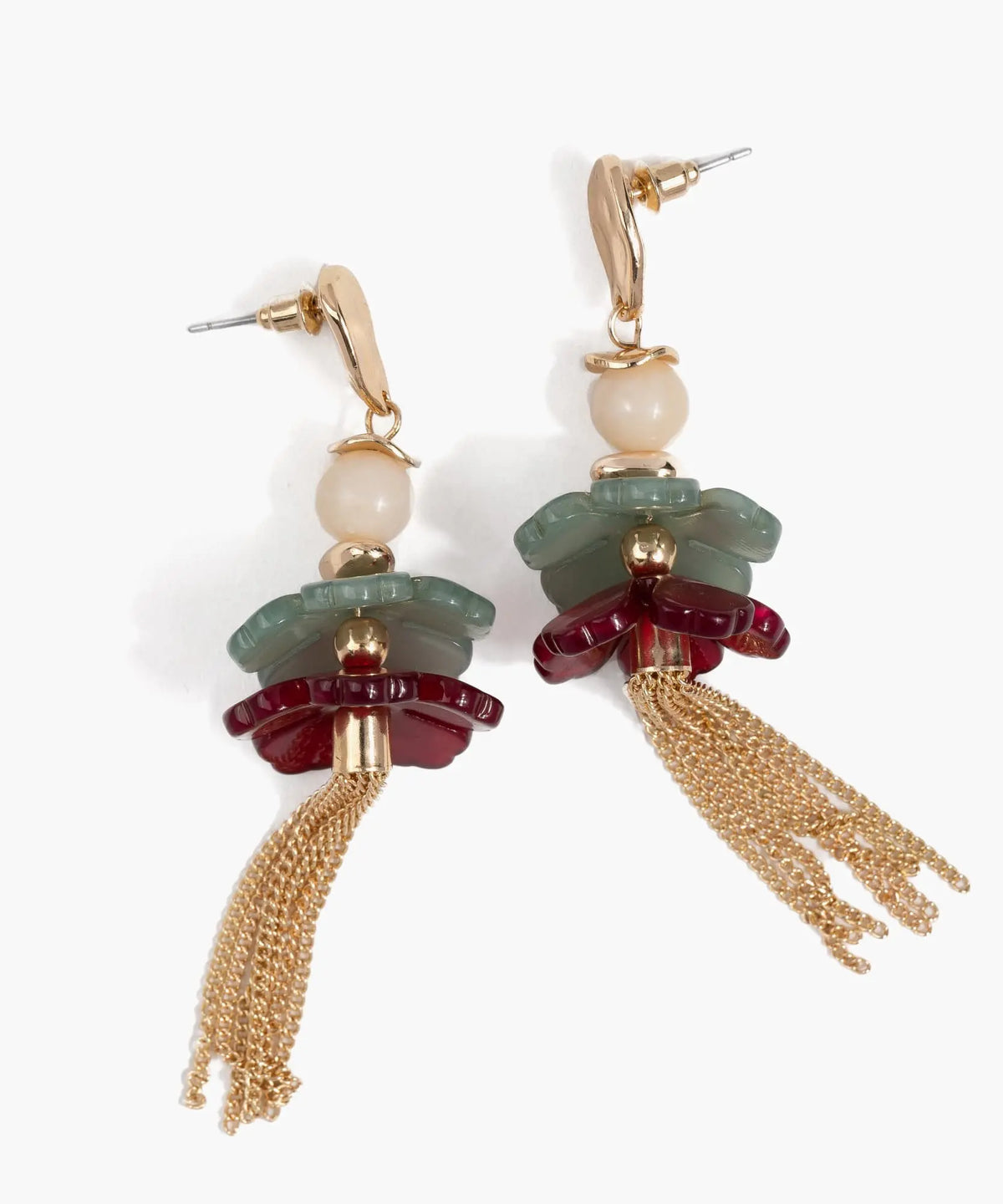 Aros Doble Flores - Dorado