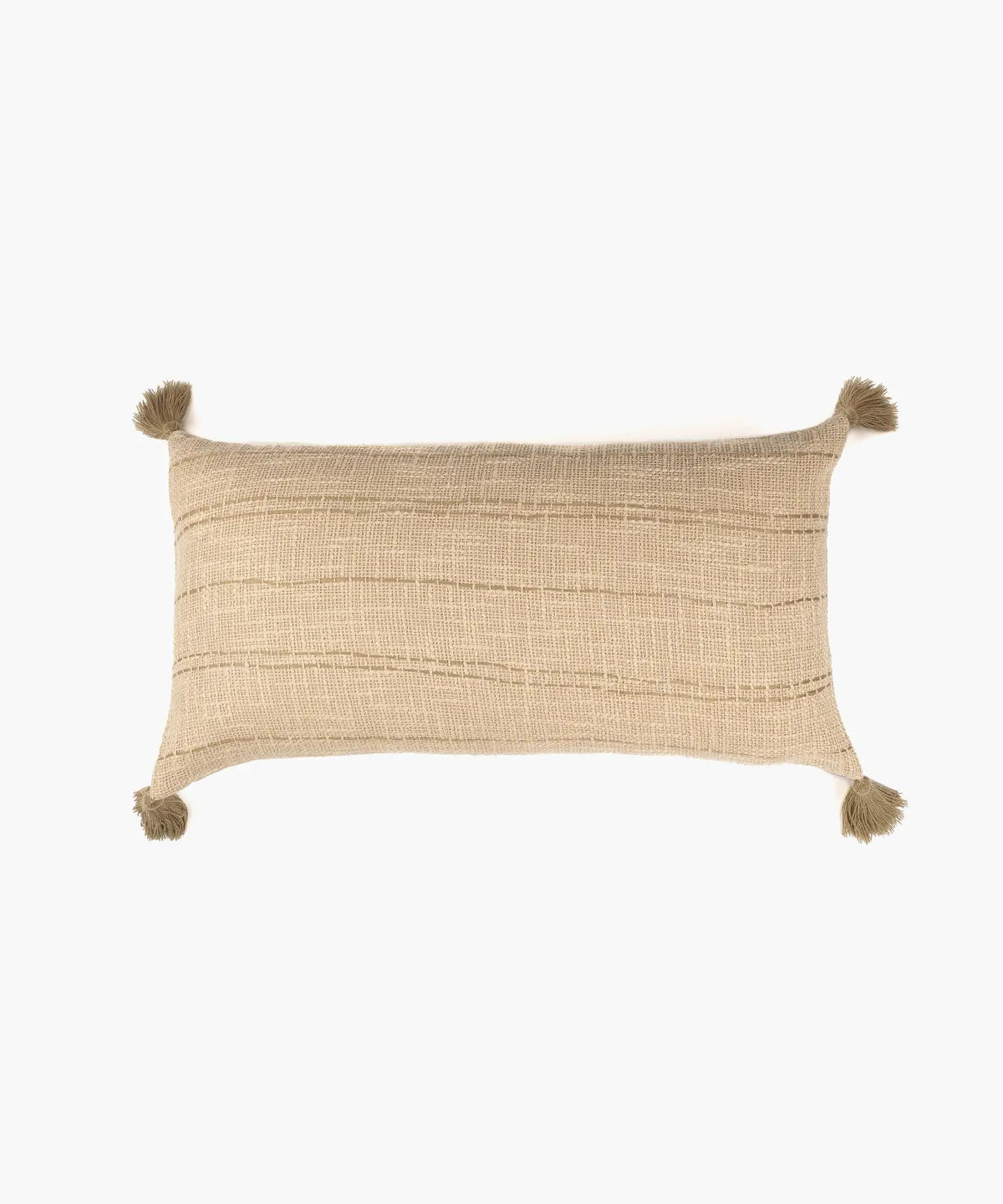 Cojín Con Líneas Bordadas Y Pompones