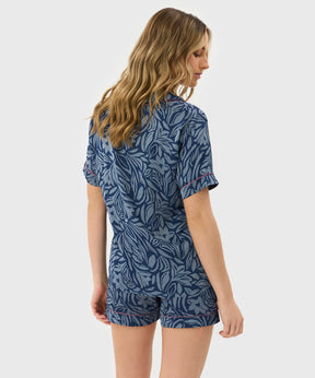 Pijama Camisero Hojas Satinado