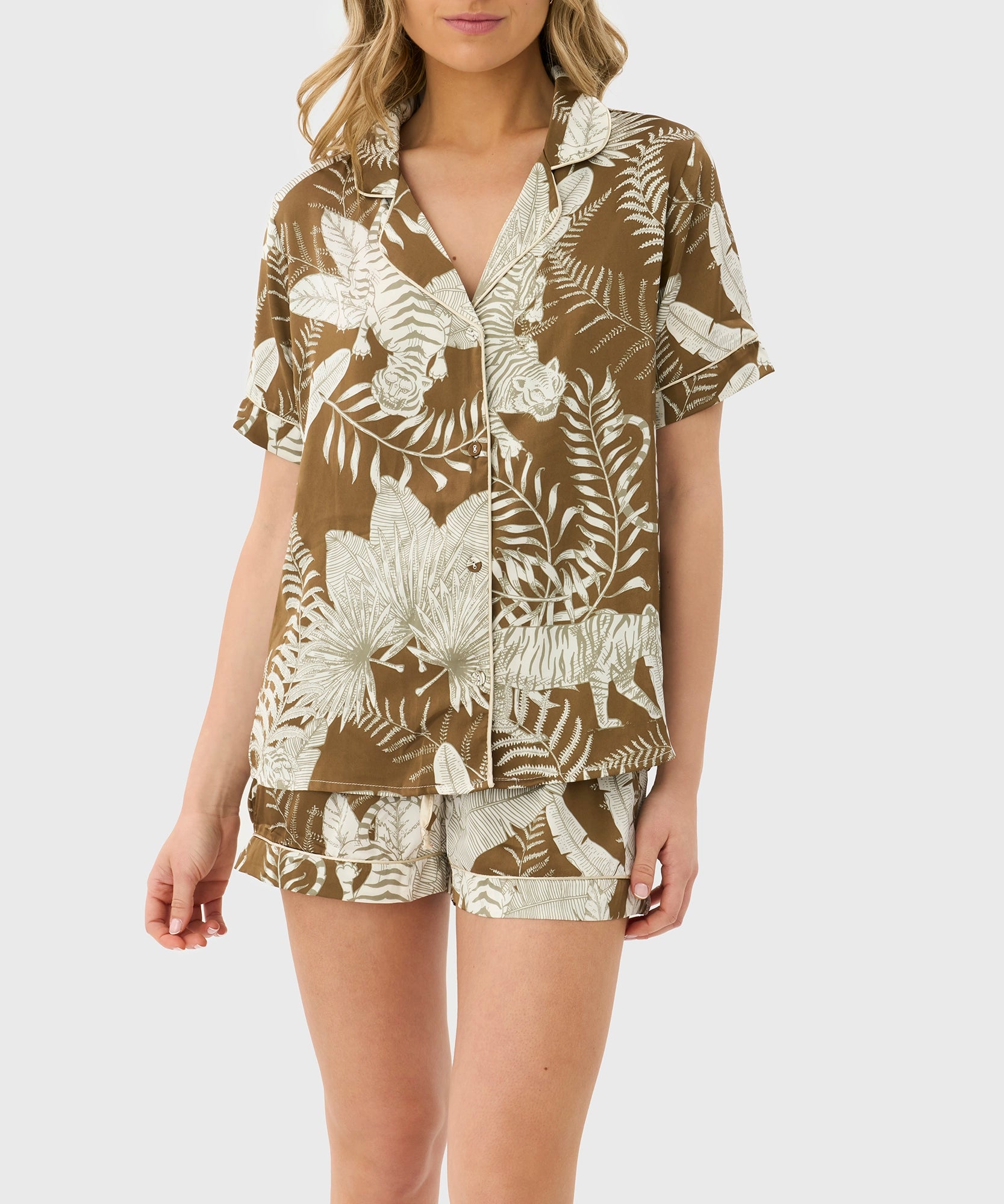 Pijama Camisero Jungla Satinado