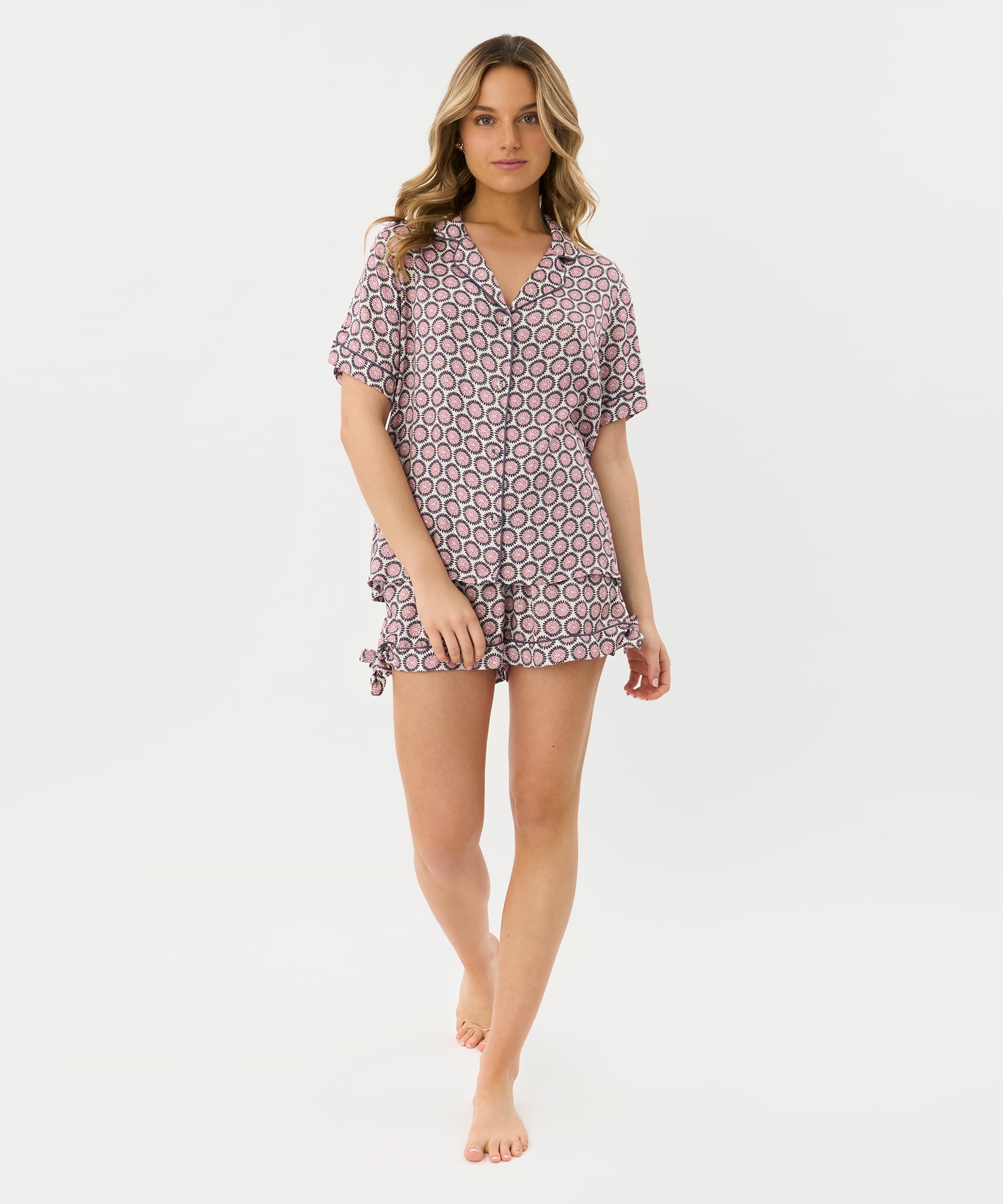 Pijama Camisero Flores Circulares