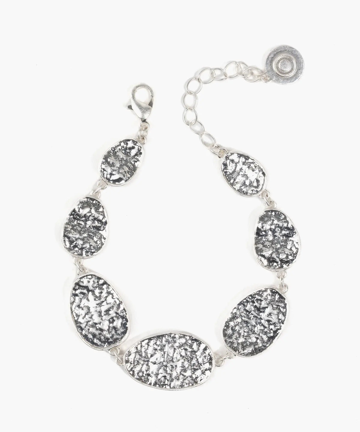 Pulsera Plateada Óvalos Irregulares