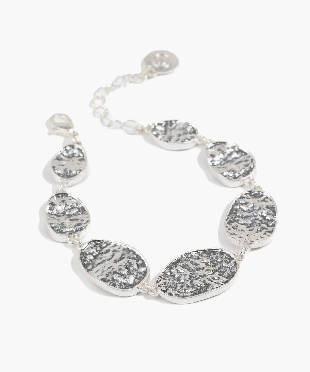 Pulsera Plateada Óvalos Irregulares
