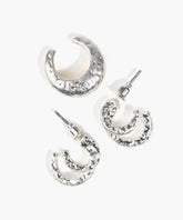 Set Aros Argollas Dobles Y Cuff