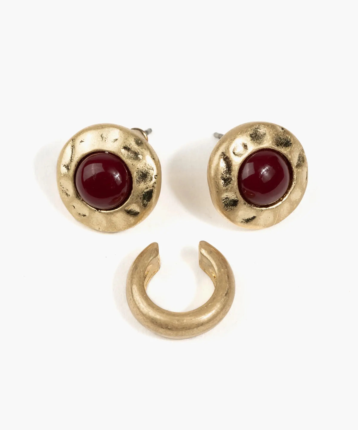 Set Aros Piedra Y Cuff - Dorado