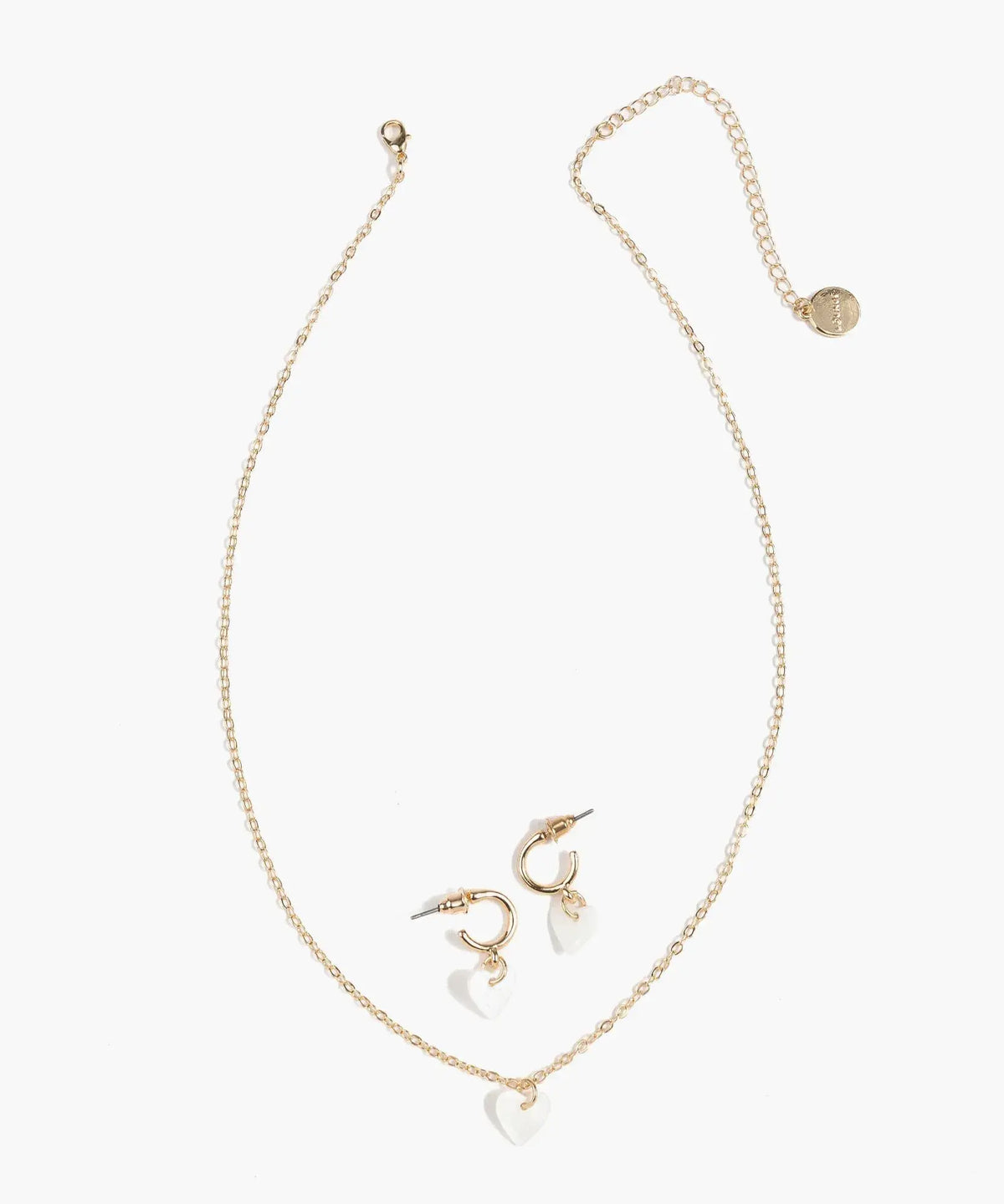 Set Collar Y Aros Corazón Blanco