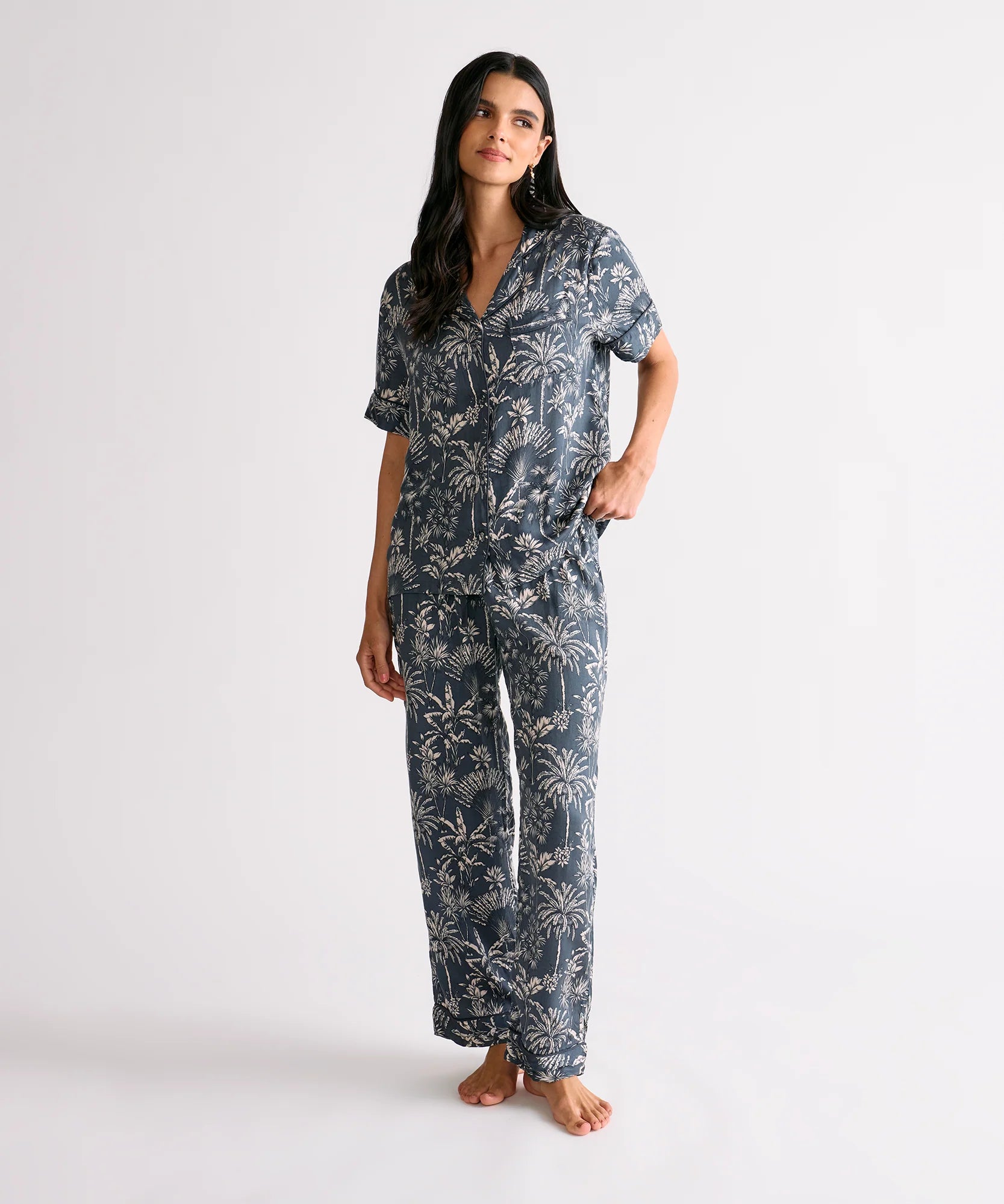 Pijama Camisero Palmeras Dreamy