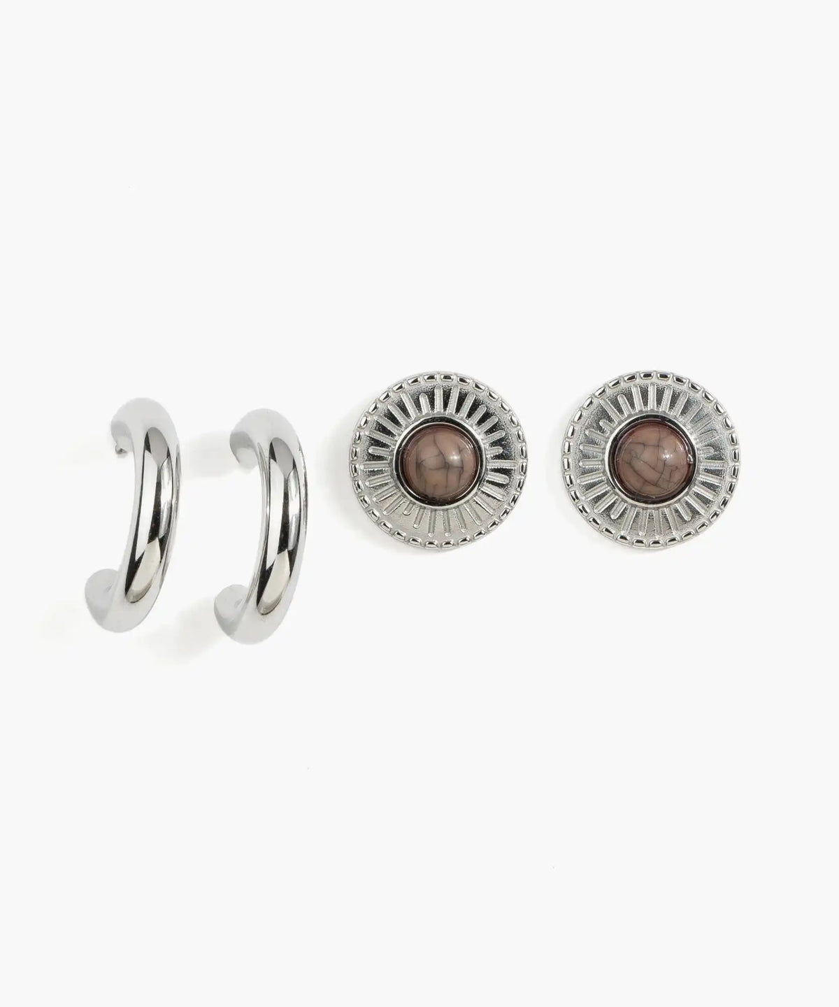 Set Aros Acero Inoxidable Textura