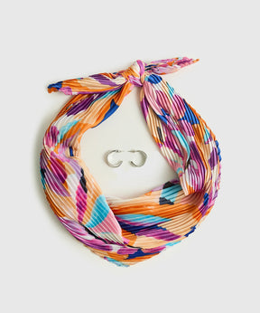 Set Pañuelo Y Aros Plisados