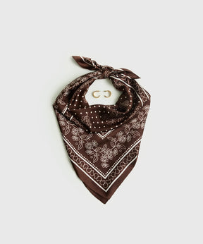 Set Pañuelo Y Aros Estampado Flores