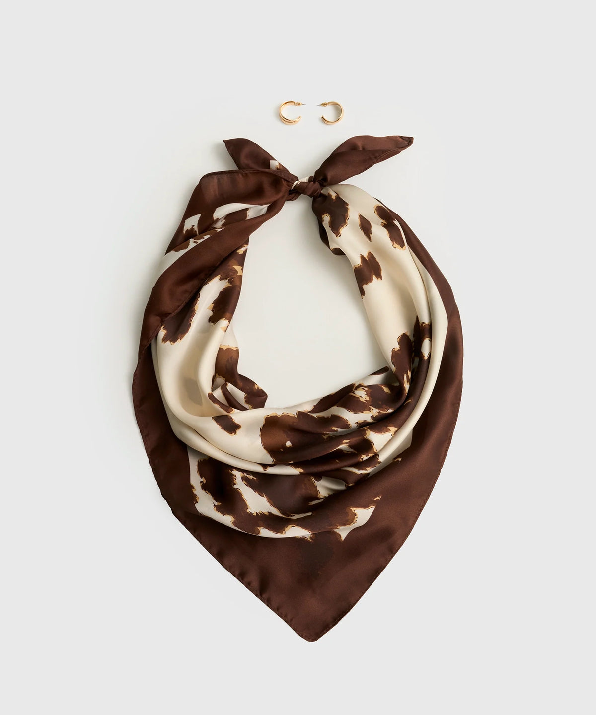 Set Pañuelo Y Aros Pañuelo Estampado Argollas Doble