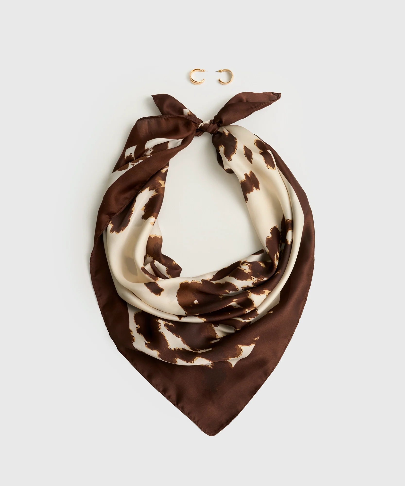 Set Pañuelo Y Aros Pañuelo Estampado Argollas Doble