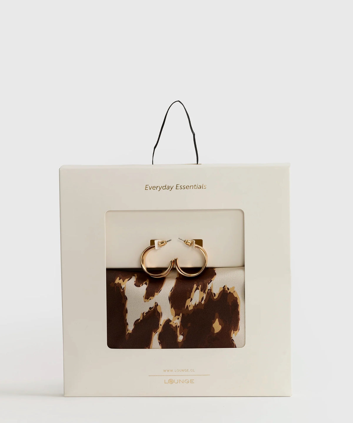 Set Pañuelo Y Aros Pañuelo Estampado Argollas Doble