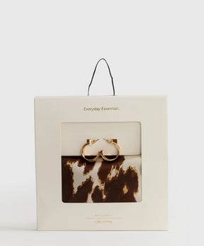 Set Pañuelo Y Aros Pañuelo Estampado Argollas Doble