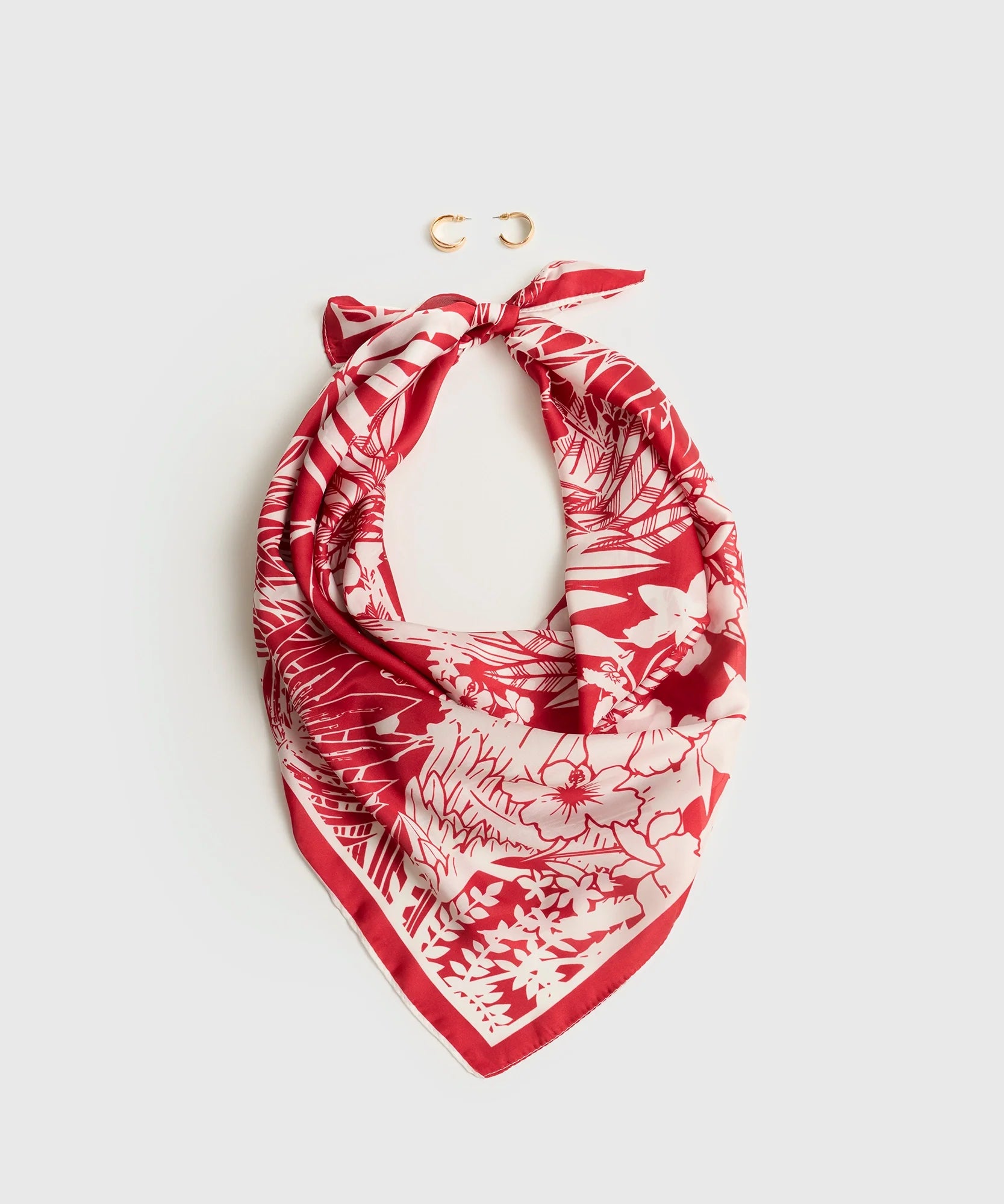 Set Pañuelo Y Aros Pañuelo Estampado Argollas Doble