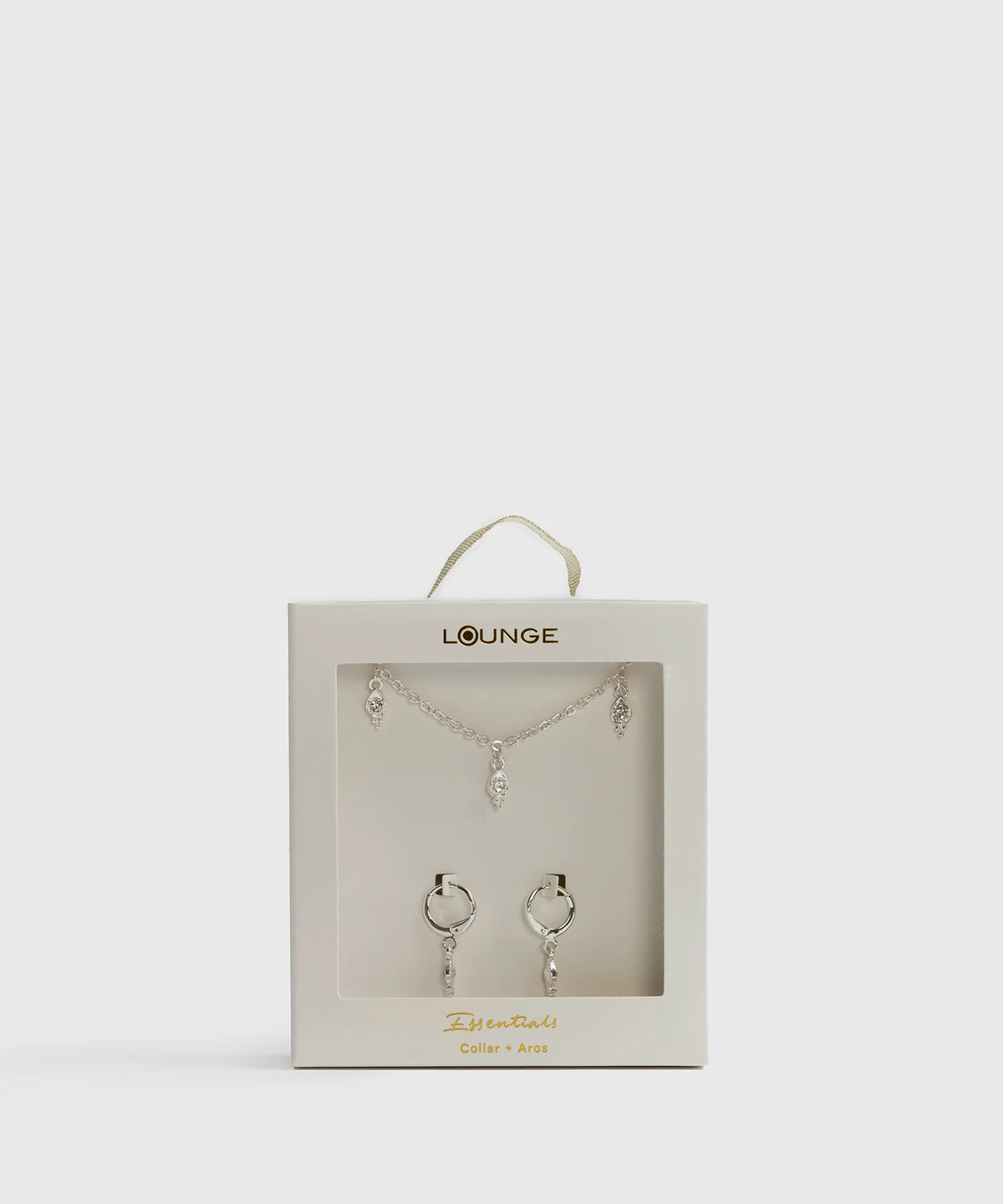 Set Collar Y Aros Strass Ovalado