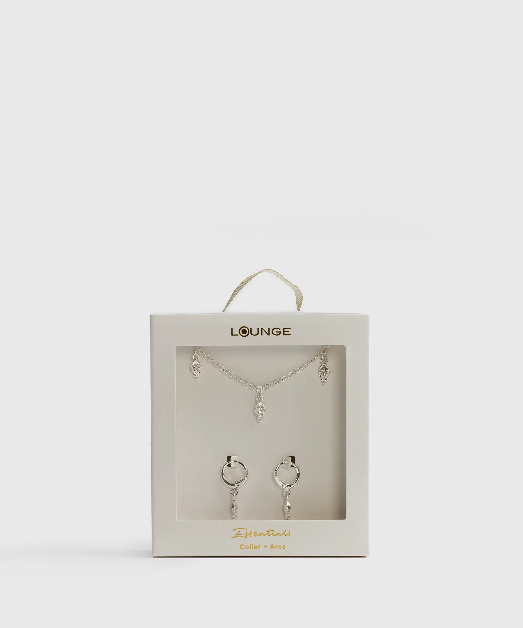 Set Collar Y Aros Strass Ovalado