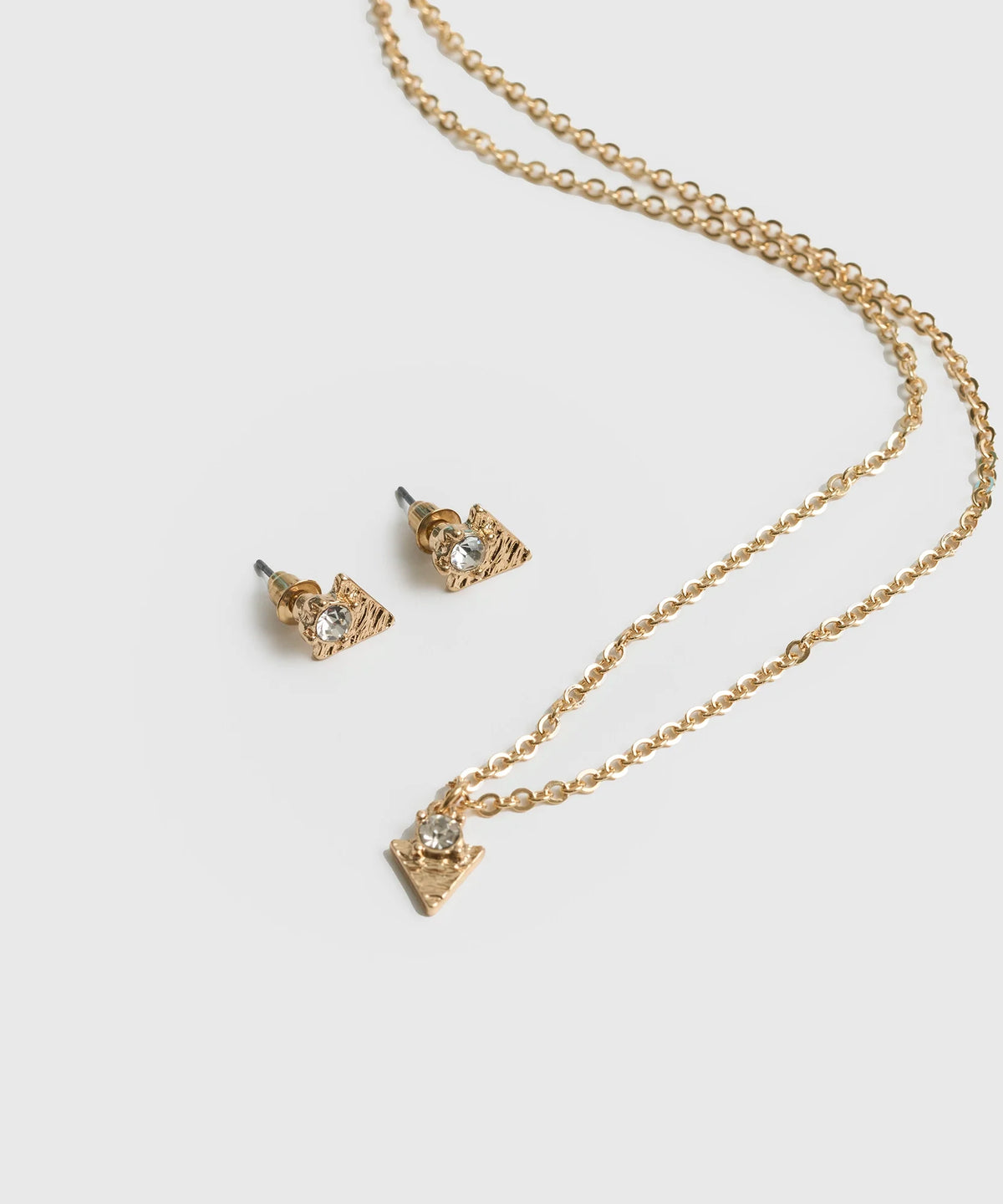 Set Collar Y Aros Triángulo Strass