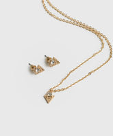 Set Collar Y Aros Triángulo Strass