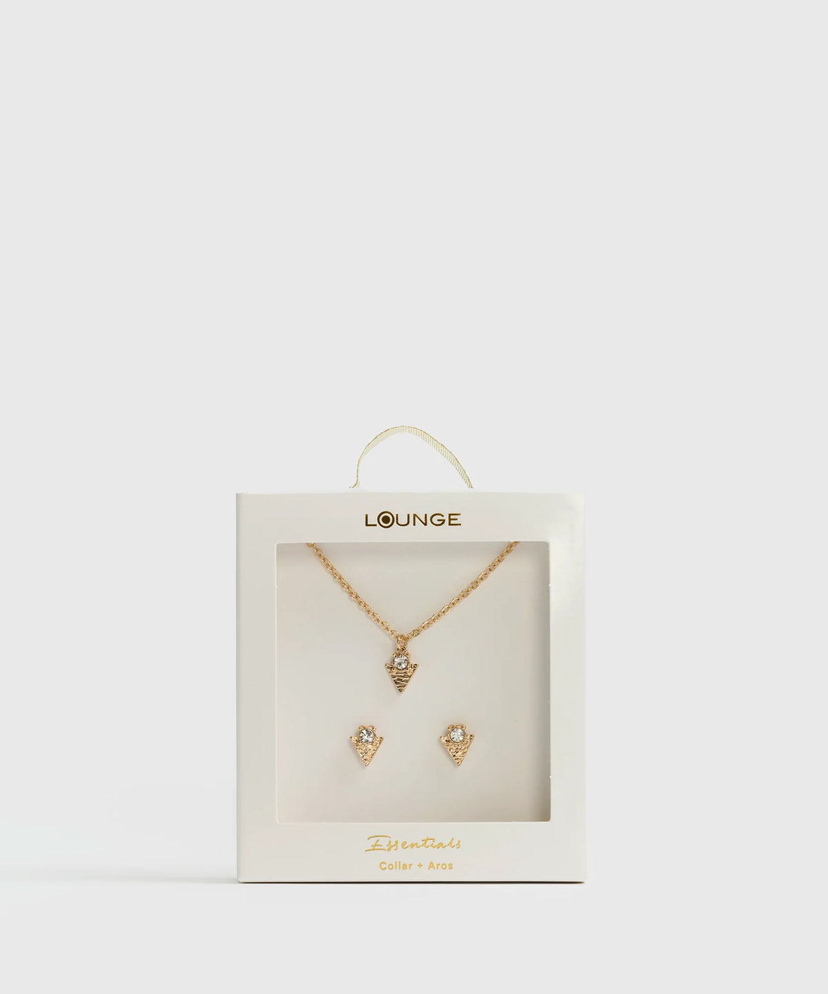 Set Collar Y Aros Triángulo Strass