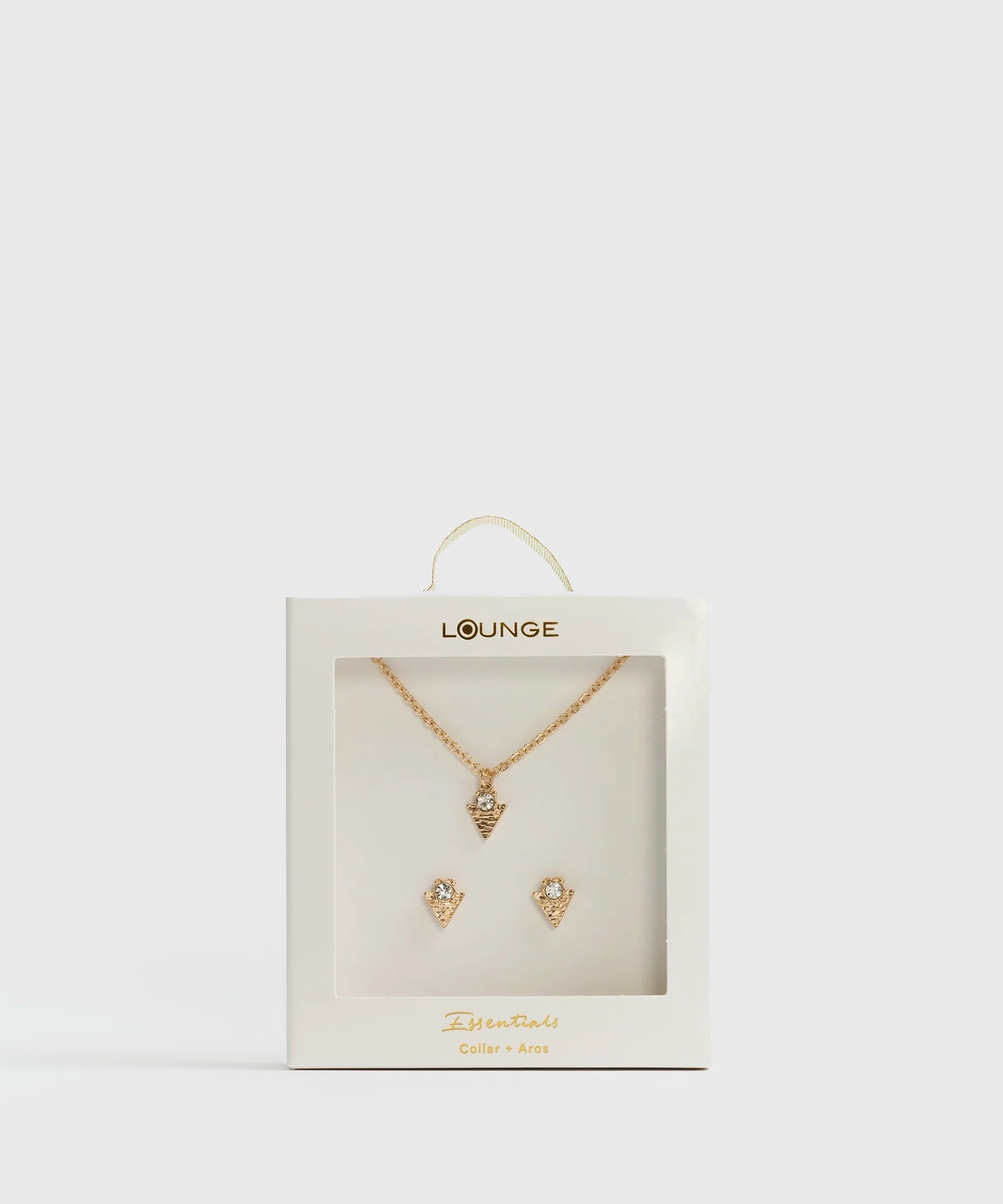 Set Collar Y Aros Triángulo Strass