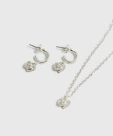 Set Collar Y Aros Doble Corazón