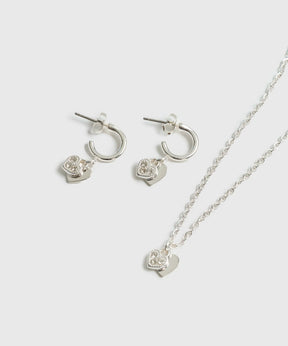 Set Collar Y Aros Doble Corazón