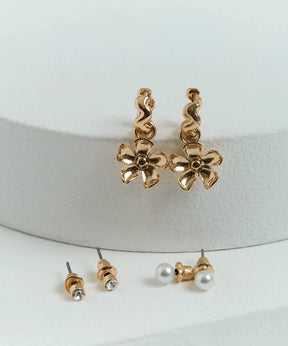 Set Aros Perla Flores Punto Luz