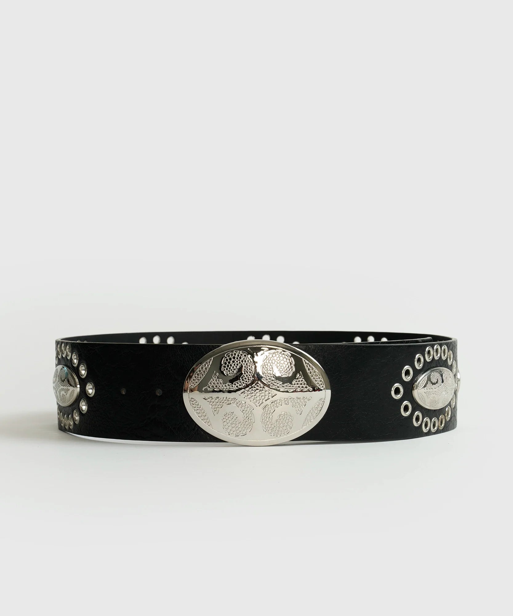 Cinturón Hebilla Ovalada Escudo Boho