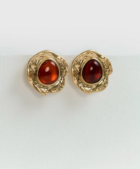 Aros Clip Machacado Piedra Boho