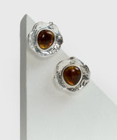 Aros Clip Machacado Piedra Boho