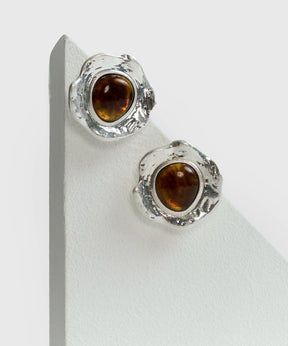 Aros Clip Machacado Piedra Boho