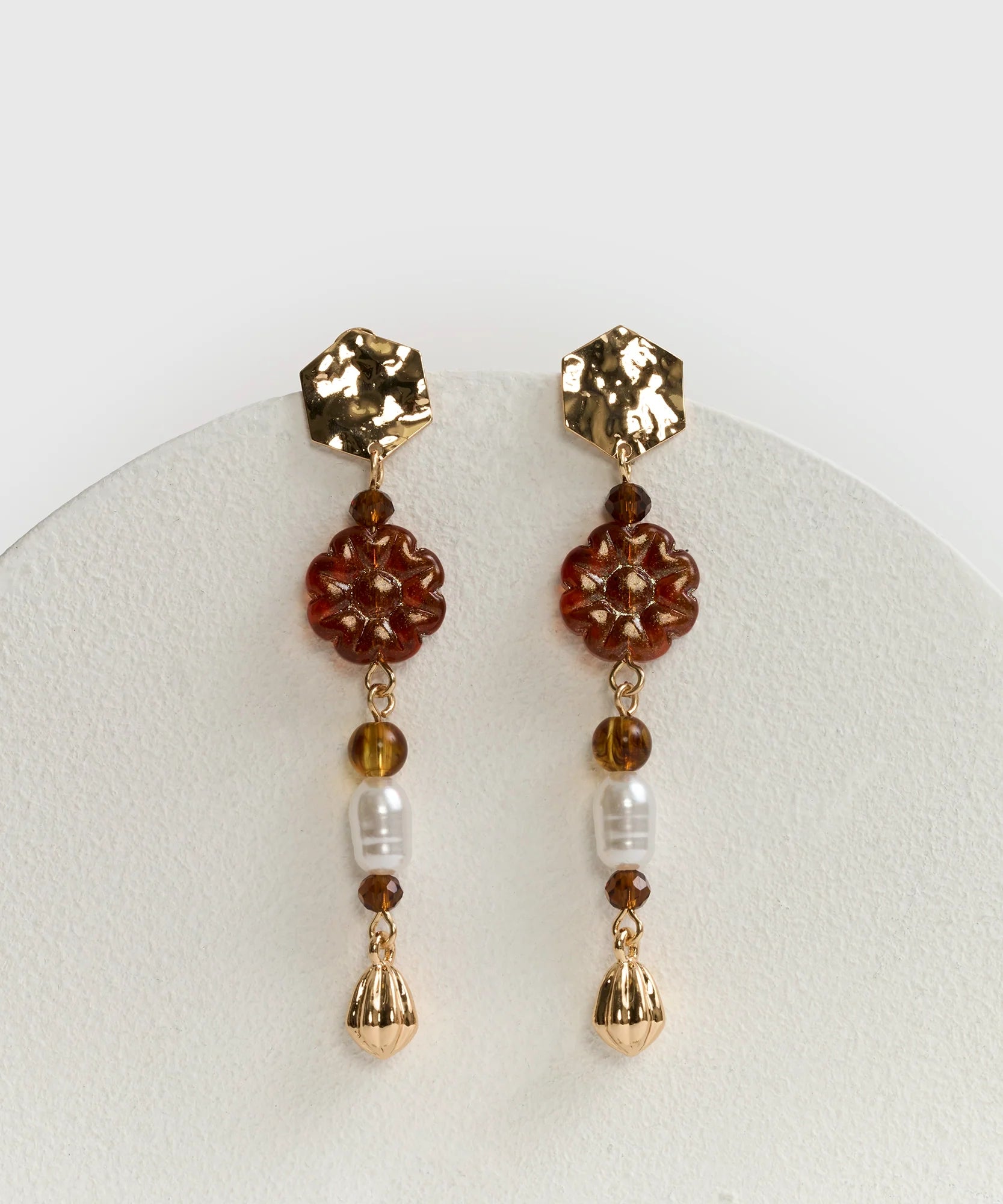 Aros Charm Flor Piedra Woman