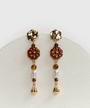 Aros Charm Flor Piedra Woman