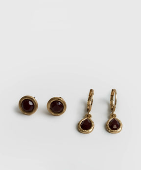 Set Aros Argollas Piedra Boho