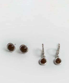 Set Aros Argollas Piedra Boho