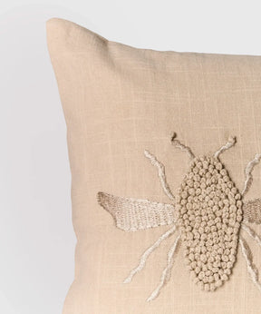 Cojín Abeja de Lounge con bordado de abeja en algodón, tamaño 30 x 60 cm.