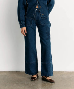 Pantalón Bordado Denim