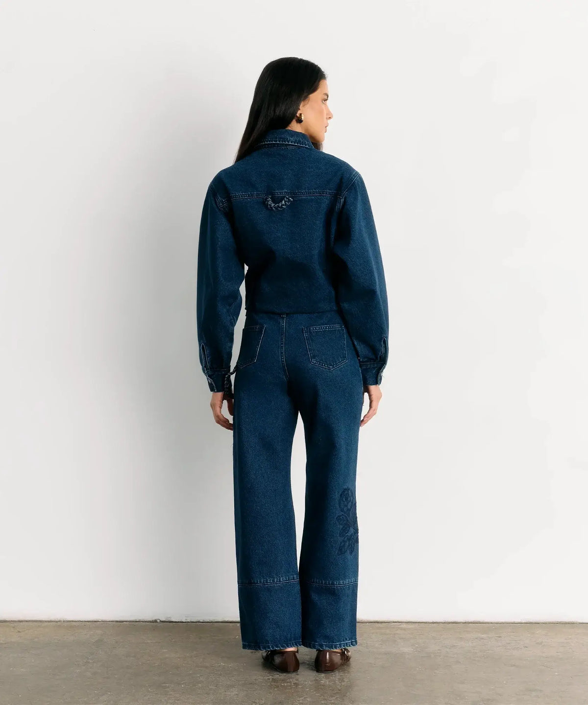 Pantalón Bordado Denim