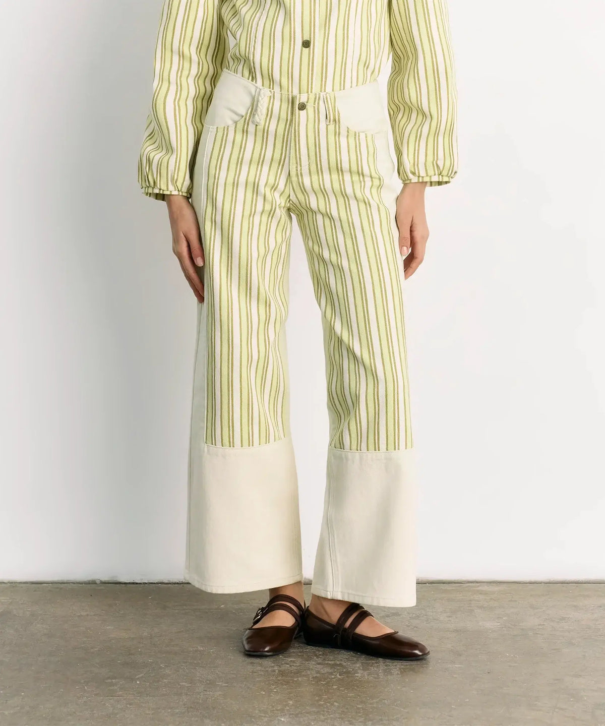 Pantalón Rayas Denim - Beige / 34