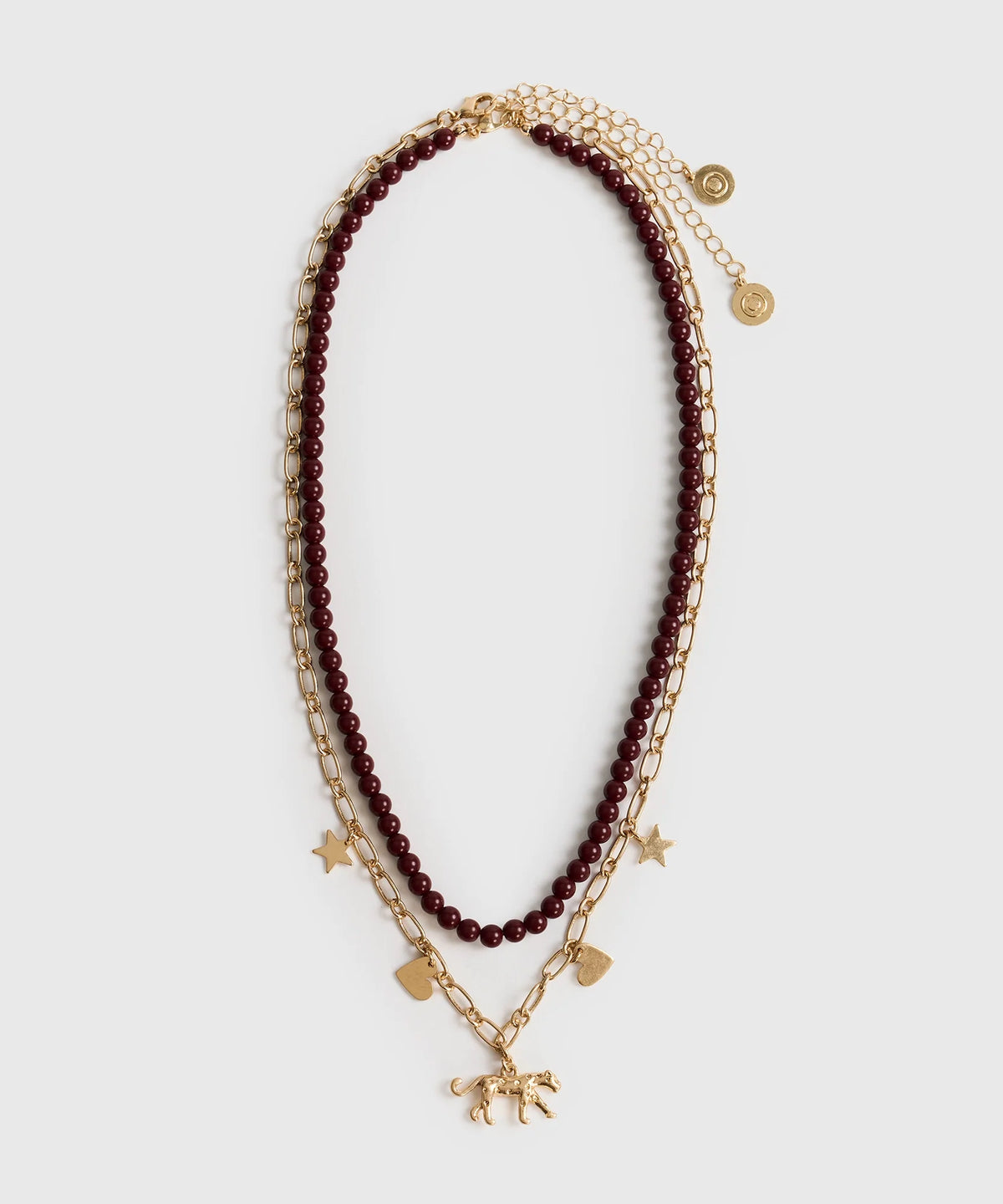 Collar Doble Con Eslabones Y Mostacillas.