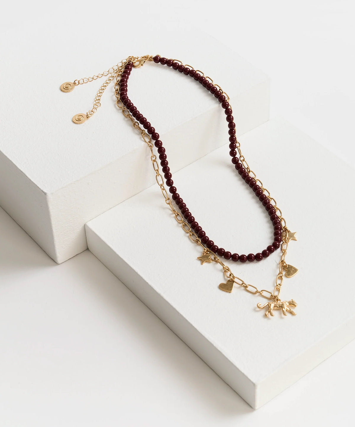 Collar Doble Con Eslabones Y Mostacillas.