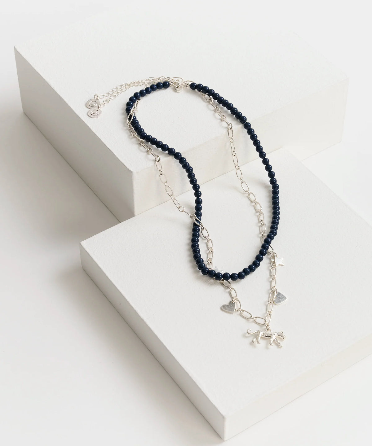 Collar Doble Con Eslabones Y Mostacillas.