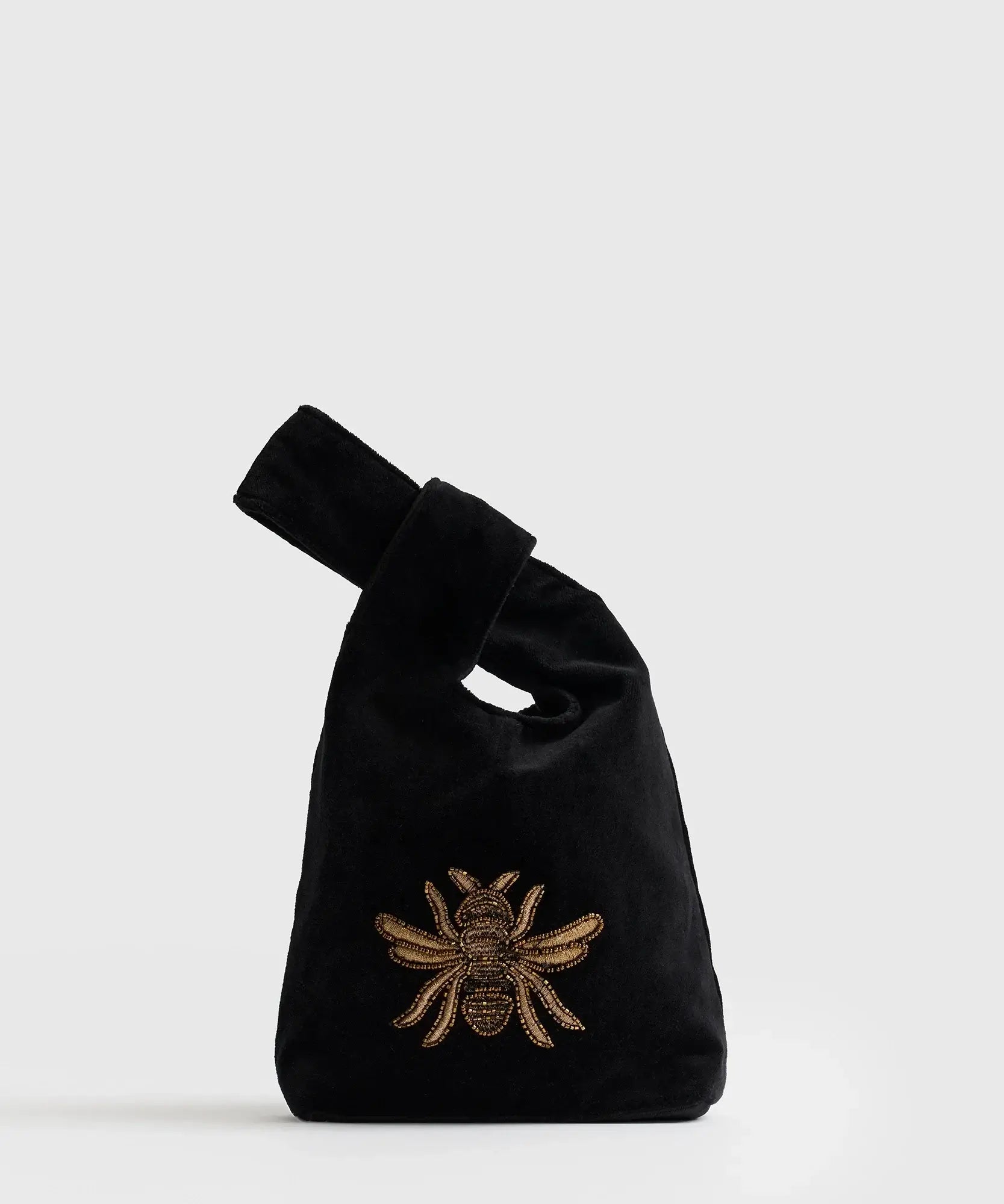 Mini Cartera Velvet Fiesta de Lounge, bolso de mano en velvet con diseño de abeja.