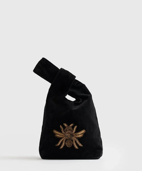 Mini Cartera Velvet Fiesta de Lounge, bolso de mano en velvet con diseño de abeja.