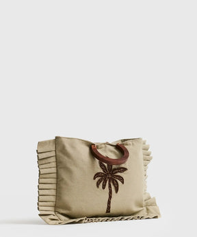 Mini Cartera Vuelos Paradiso de Lounge, cartera pequeña con diseño elegante y asas de madera.
