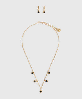 Set Collar Y Aros Punto De Luz Piedra