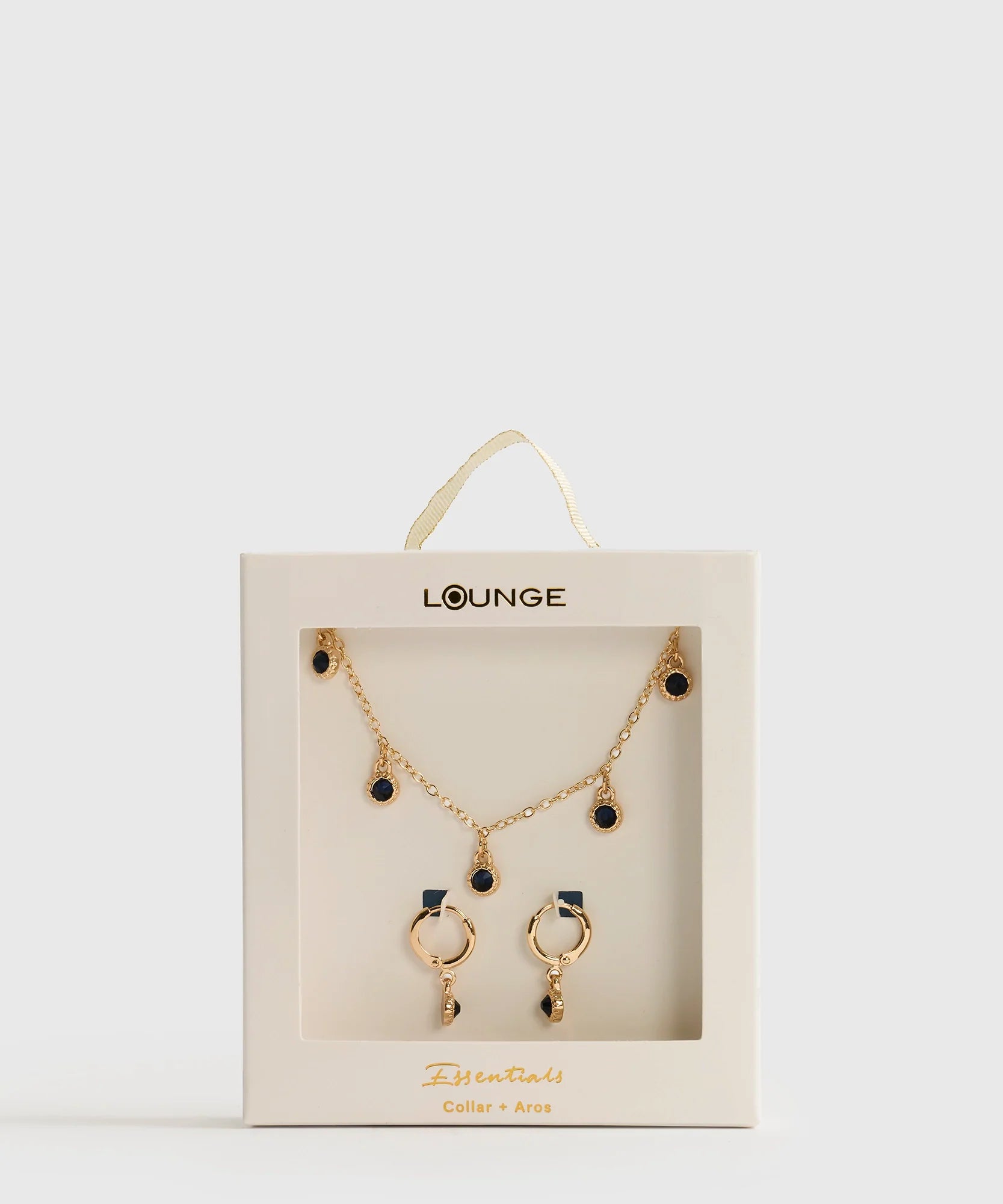 Set Collar Y Aros Punto De Luz Piedra