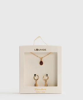Set Collar Y Aros Piedra