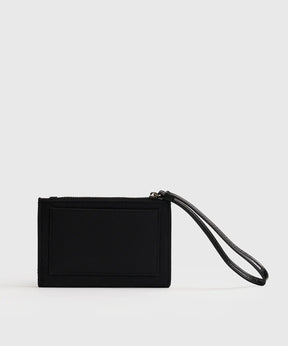 Billetera Mediana Street de Lounge, billetera de nylon negra con lanyard y compartimientos para tarjetas y monedas.